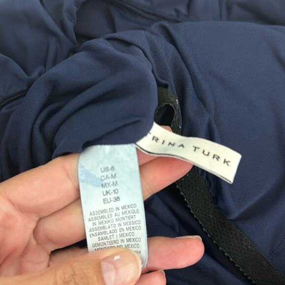 Trina Turk navy blue off shoulder ruffle one piece swimsuit modest full coverage - Picture 8 of 10